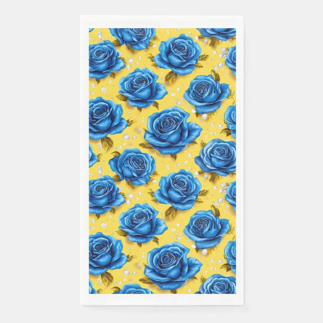 Serviette En Papier Roses bleues 3d (Devant)
