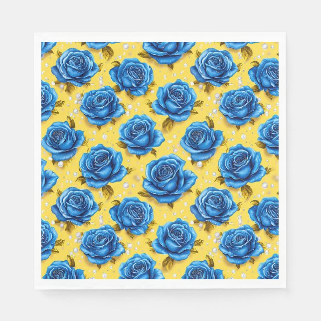 Serviette En Papier Roses bleues 3d (Devant)
