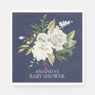 Serviette En Papier Roses Bleues et Blanches Papier de douche Floral