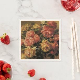 Serviette En Papier Roses dans un vase par Pierre Renoir, Beaux-arts a