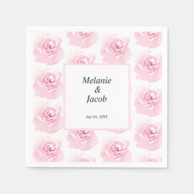 Serviette En Papier Roses d'aquarelle rose (Devant)