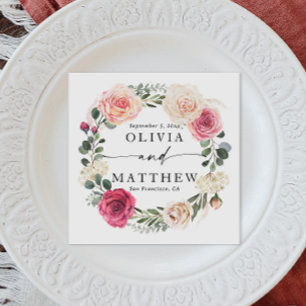 Serviette En Papier Roses d'aquarelle rose pâle. Mariage de jardin fle