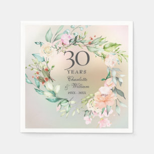 Serviette En Papier Roses de 30e anniversaire de mariage Guirlande Per