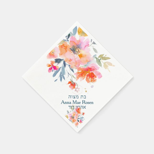Serviette En Papier Roses de jardin PixDezines, Orange Ombre Mitzvah (Coin)