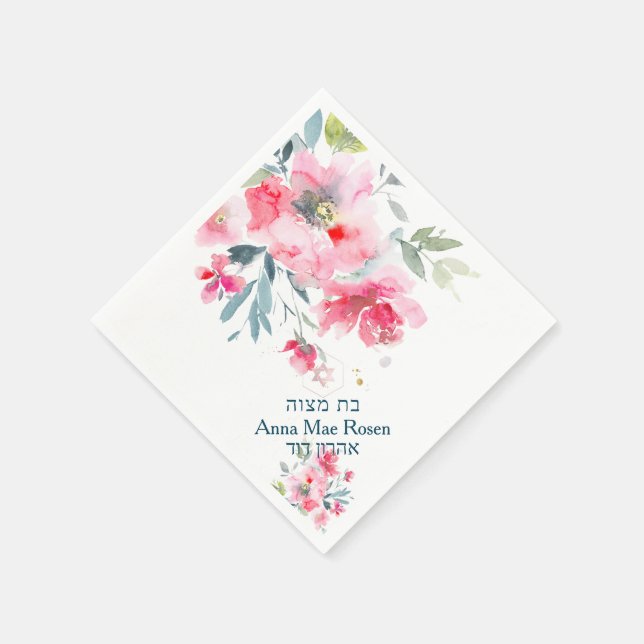 Serviette En Papier Roses de jardin PixDezines, Red Ombre Mitzvah (Coin)