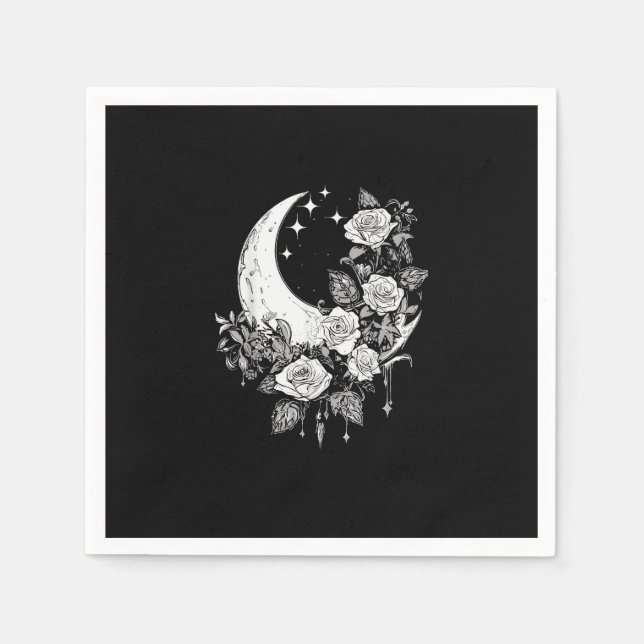 Serviette En Papier Roses de lune - Goth romantique - Whimsigoth Witch (Devant)