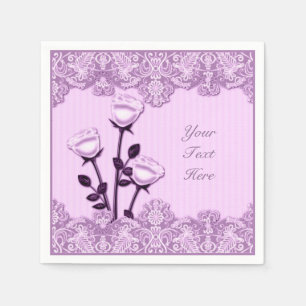 Serviette En Papier Roses de satin rose élégant et serviettes en dente