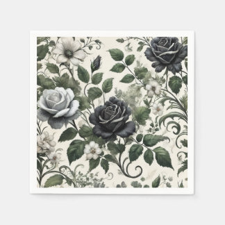 Serviette En Papier Roses de vinification blanc et noir