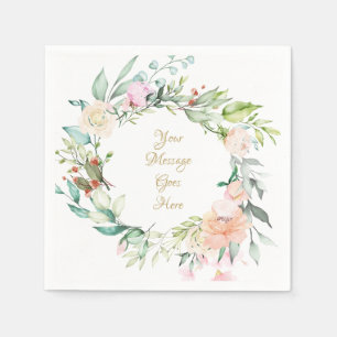 Serviette En Papier Roses d'été douces écriture dorée