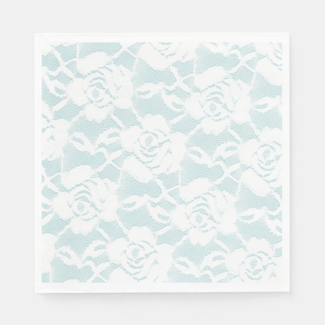 Serviette En Papier Roses en dentelle blanche Menthe Floral (Devant)