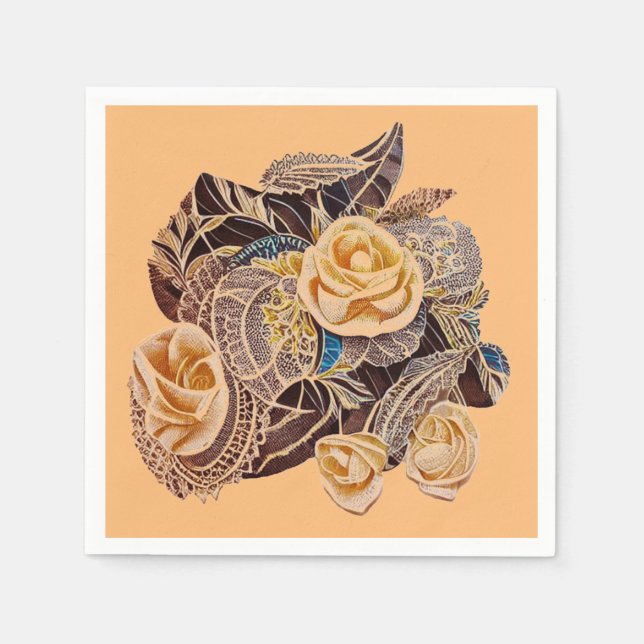 Serviette En Papier Roses et pointes (Devant)