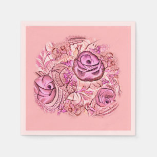 Serviette En Papier Roses et pointes