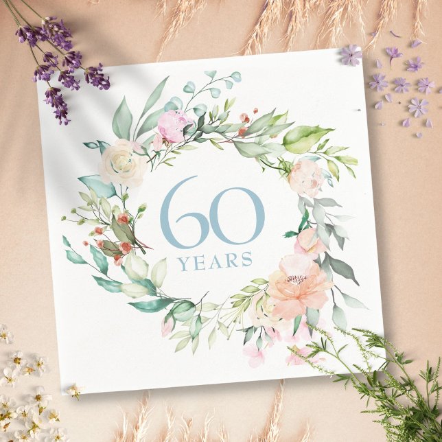 Serviette En Papier Roses florales pour les 60/75 ans (60th / 75th Anniversary Country Roses Floral Napkins)