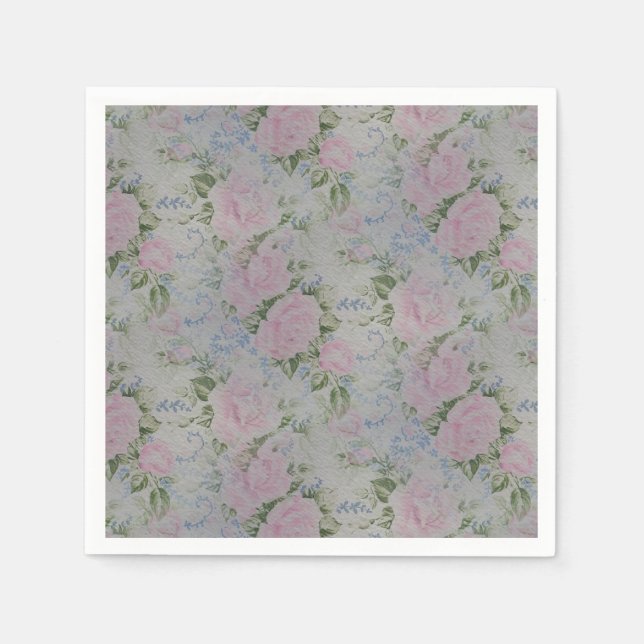 Serviette En Papier Roses Florales Roses Vintage (Devant)