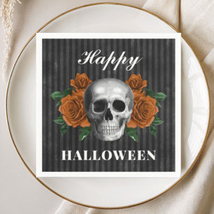 Serviette En Papier Roses gothiques & Crâne Joyeux Halloween