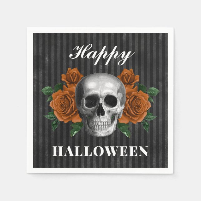 Serviette En Papier Roses gothiques et Halloween heureux (Devant)