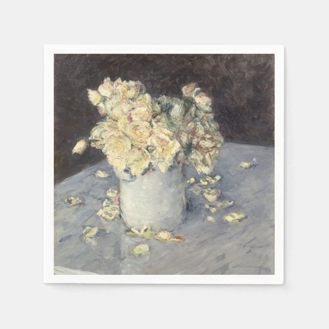 Serviette En Papier Roses jaunes dans un vase de Caillebott Impression (Devant)