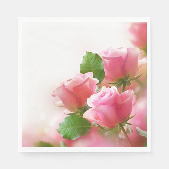 Serviette En Papier Roses Papier-serviettes rose (Devant)