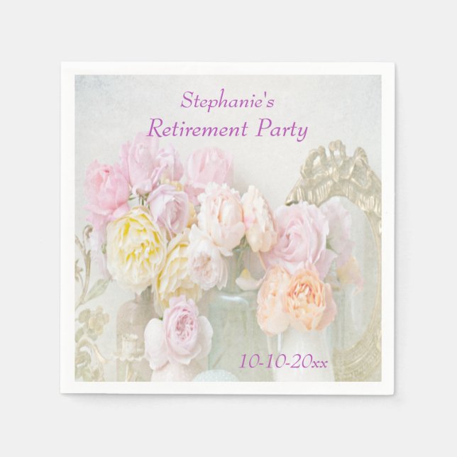 Serviette En Papier Roses romantiques à la retraite de Jars (Devant)