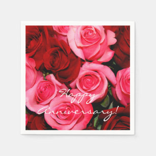 Serviette En Papier Roses, roses et Red-Paper à cocktails serviettes