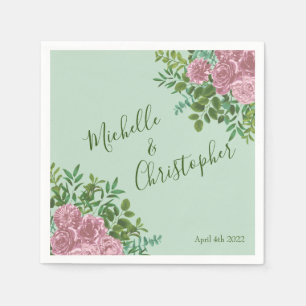 Serviette En Papier Roses roses Jardin Printemps Mariage