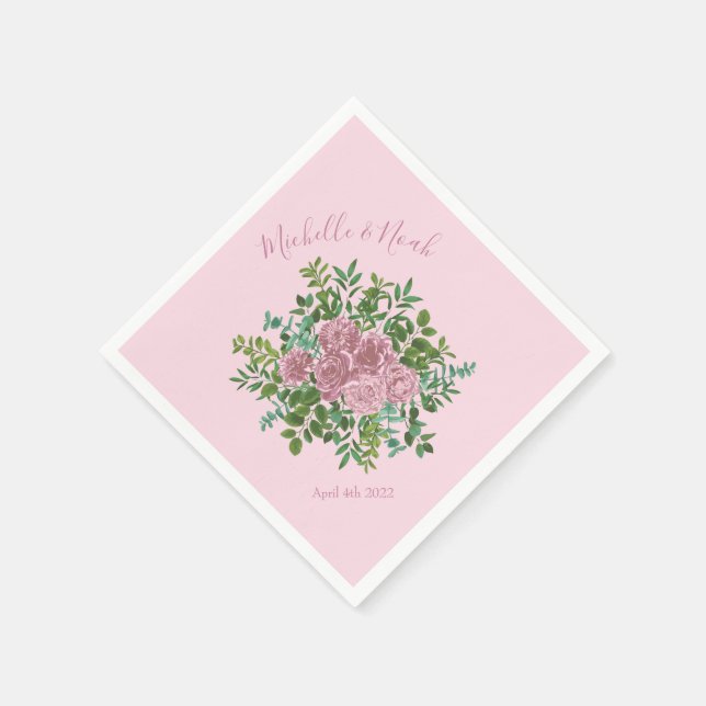 Serviette En Papier Roses roses Jardin Printemps Mariage (Coin)