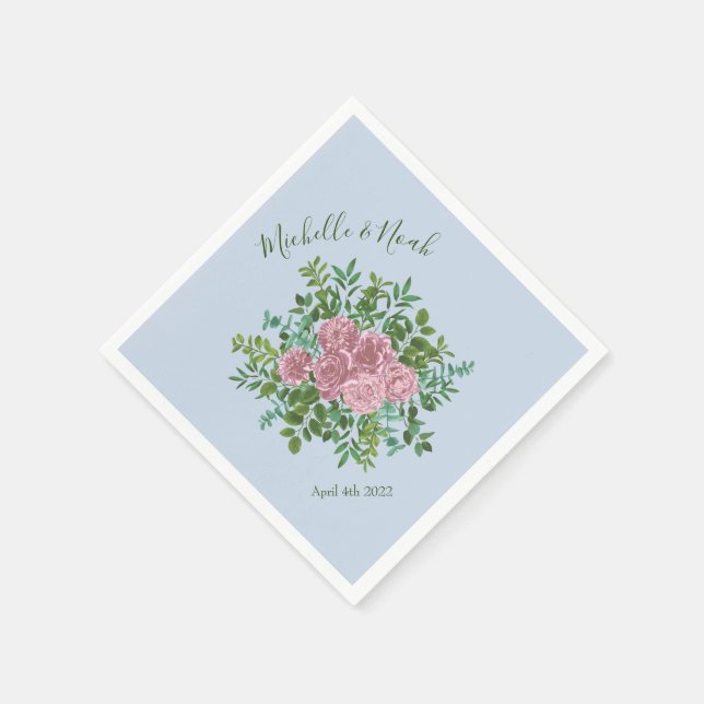 Serviette En Papier Roses roses Jardin Printemps Mariage (Coin)