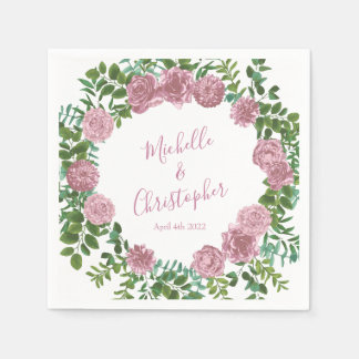 Serviette En Papier Roses roses Jardin Printemps Mariage