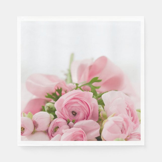 Serviette En Papier Roses roses mariage (Devant)