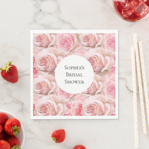 Serviette En Papier Roses roses romantiques Fête des mariées florale