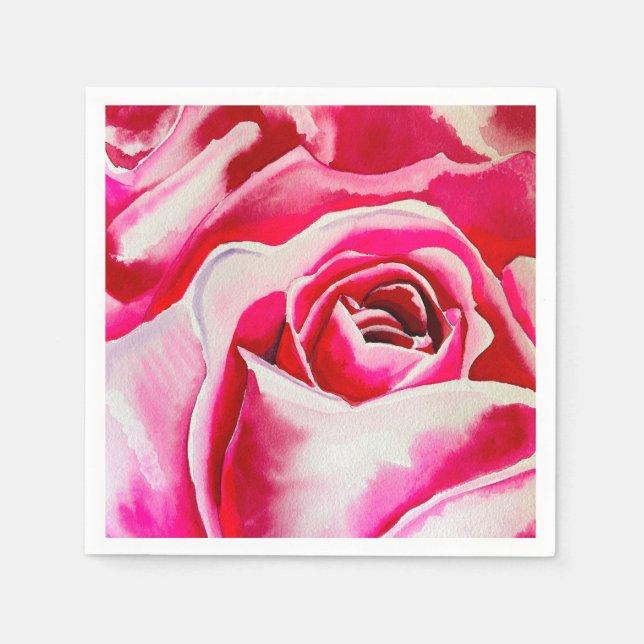 Serviette En Papier Roses roses rose aquarelle art (Devant)