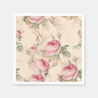 Serviette En Papier Roses roses rustiques