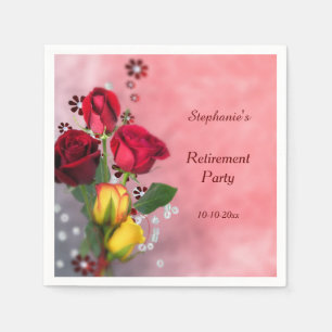 Serviette En Papier Roses Rouges Et Jaunes Chic Retraite