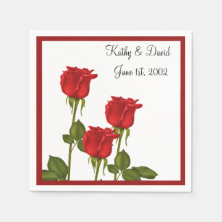 Serviette En Papier Roses rouges (Mariage)