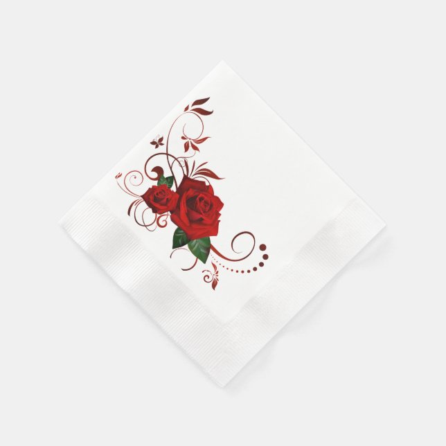 Serviette En Papier Roses rouges radieuses (Coin)