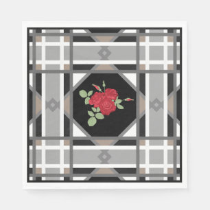 Serviette En Papier Roses rouges, rétro