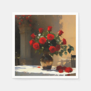Serviette En Papier Roses rouges romantiques