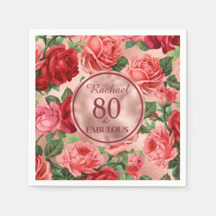 Serviette En Papier Roses rouges roses vintages 80 et Fabuleux anniver