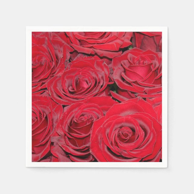 Serviette En Papier Roses rouges vibrantes (Devant)