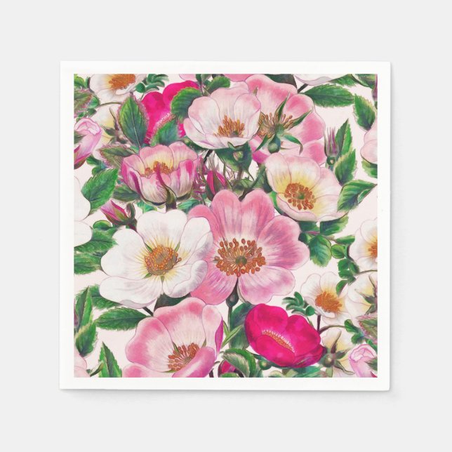 Serviette En Papier Roses sauvages (Devant)