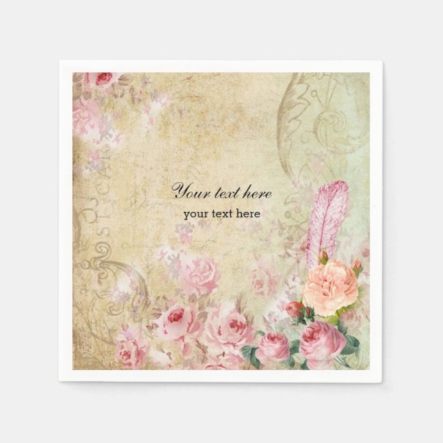 Serviette En Papier Roses vintages (Devant)