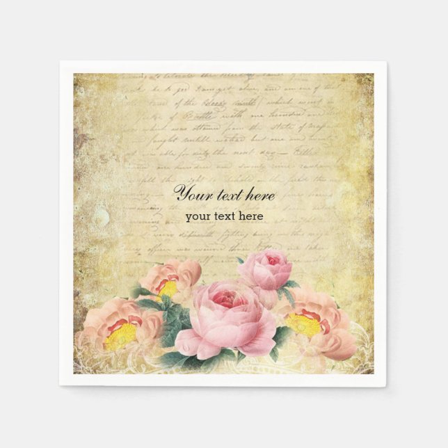 Serviette En Papier Roses vintages (Devant)