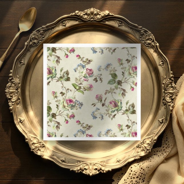 Serviette En Papier roses vintages serviettes de mariage (Créateur téléchargé)