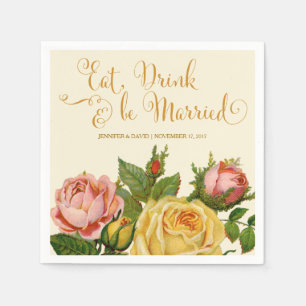 Serviette En Papier Roses vintages, Serviettes de réception de mariage