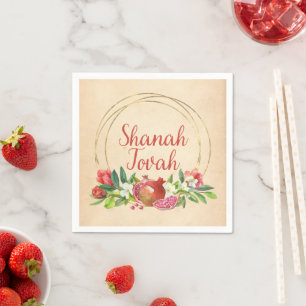 Serviette En Papier Rosh Hashanah "Shanah Tovah" avec grenade