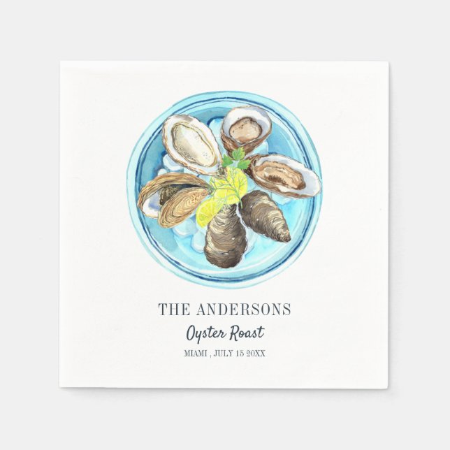 Serviette En Papier Rôti d'huître côtière Anniversaire Été (Devant)