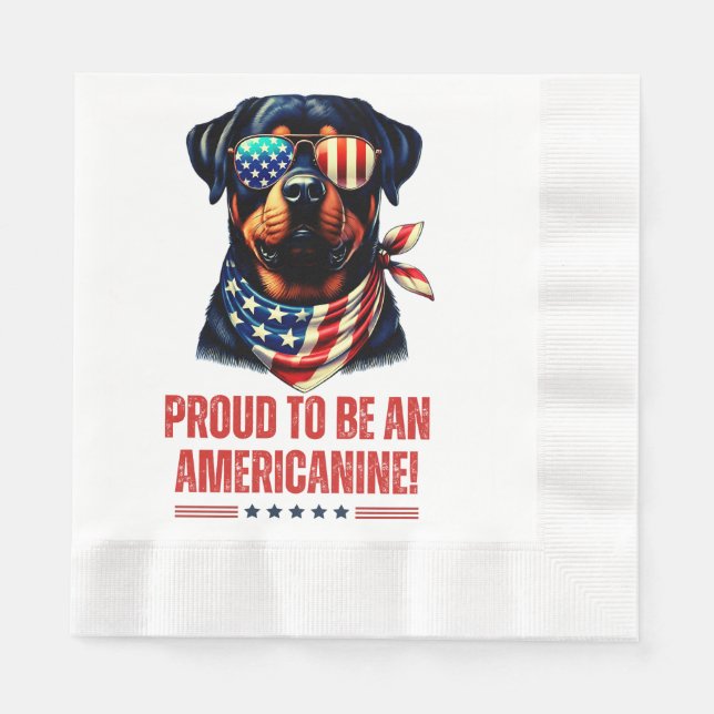 Serviette En Papier Rottweiler 4 juillet lunettes de drapeau américain (Devant)