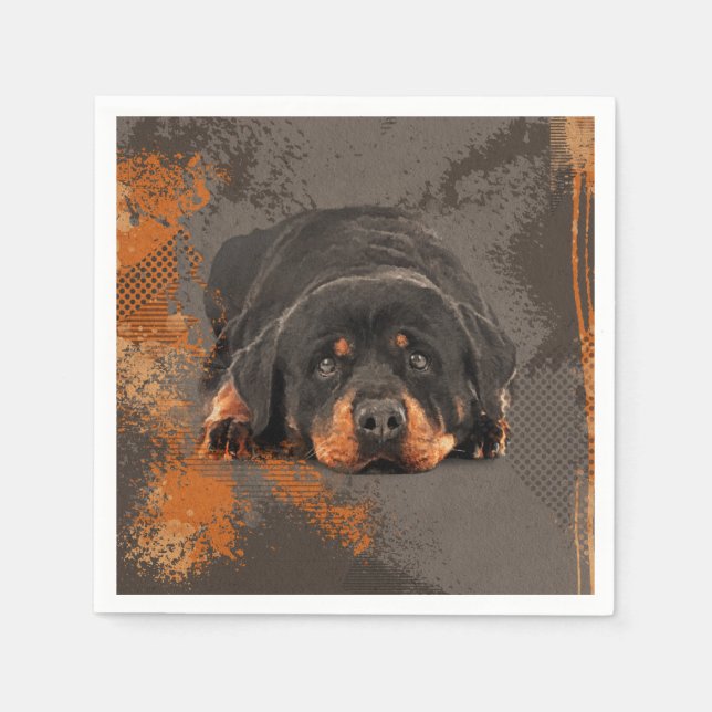 Serviette En Papier Rottweiler - Art numérique Metzgerhund (Devant)
