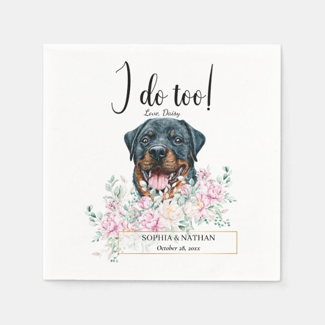 Serviette En Papier Rottweiler Chien Mariage Cocktail Napkins (Devant)