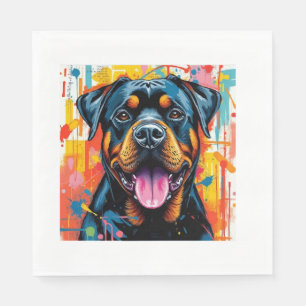 Serviette En Papier Rottweiler coloré Pop Art � Style de trempage vibr